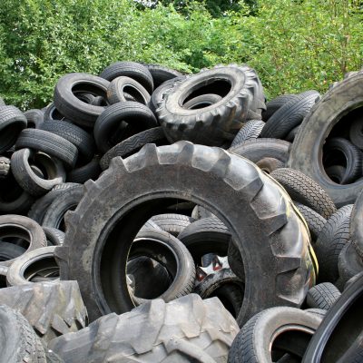 tires in a field