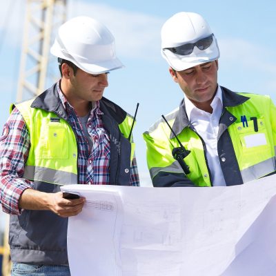 Two Engineers At Construction Site