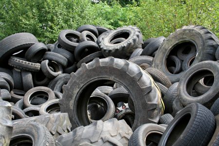 tires in a field
